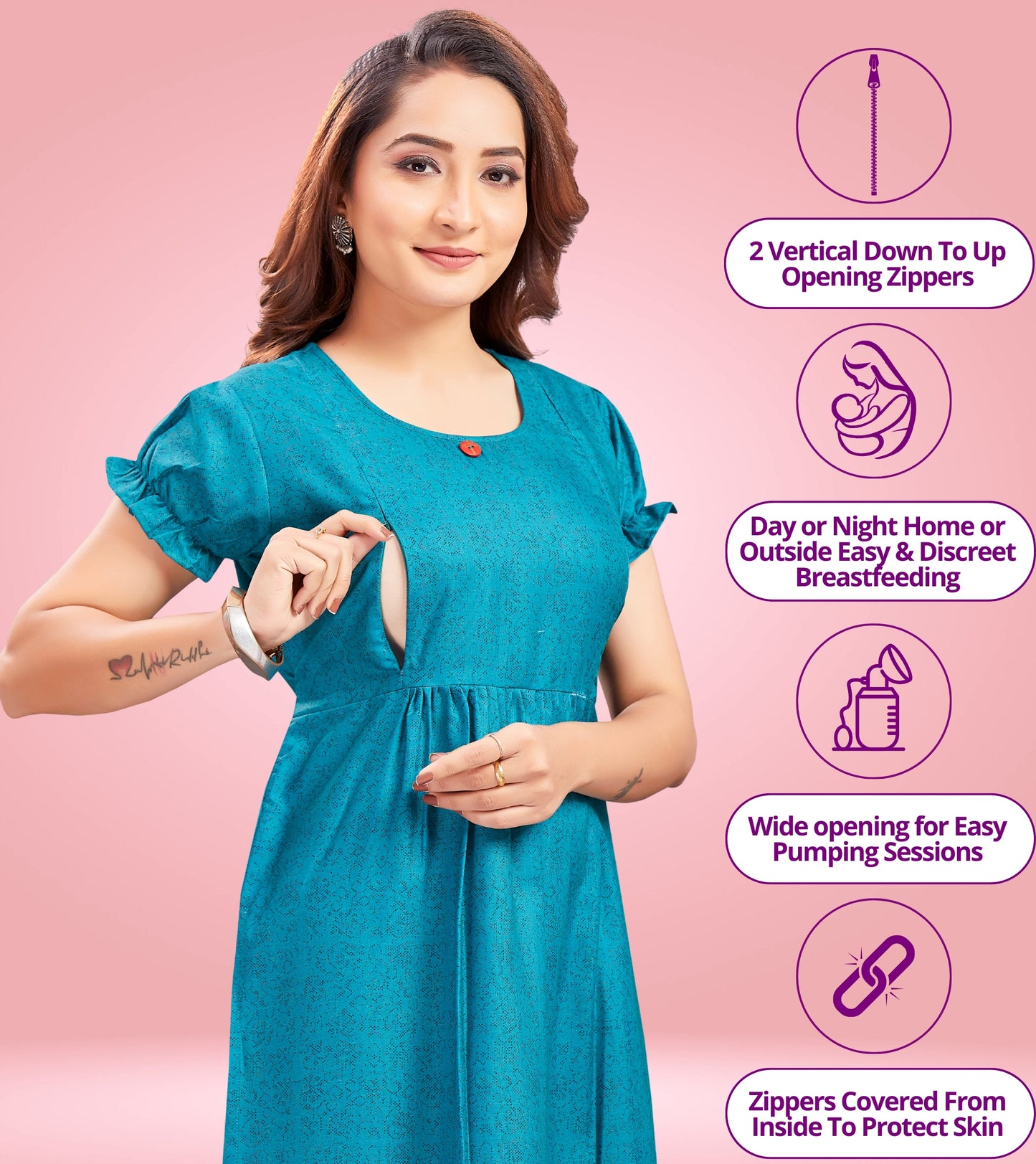 Majestic Blue Cotton Printed Straight Feeding Kurta
