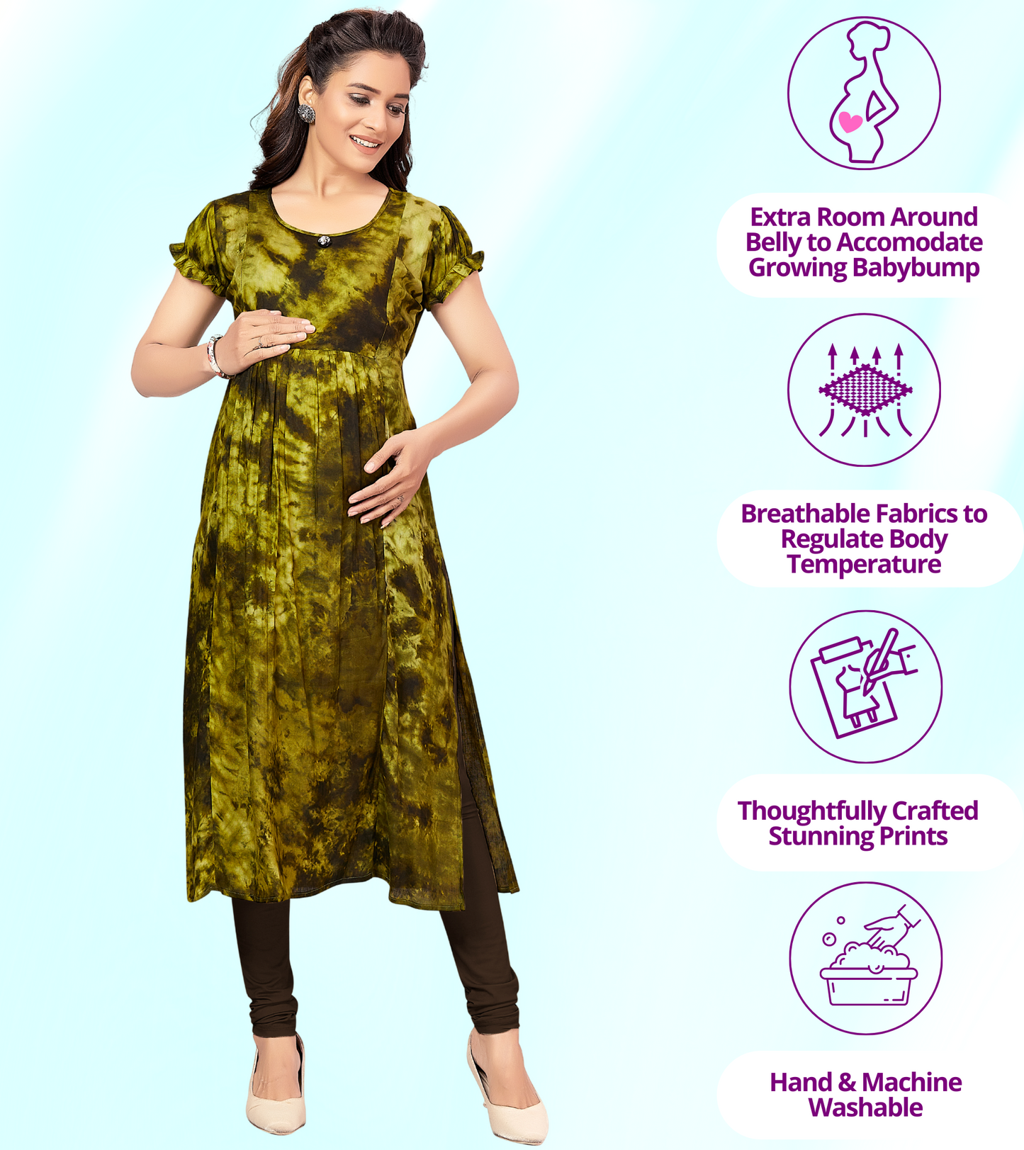 Mahendi Green Rayon Printed Straight Feeding Kurta