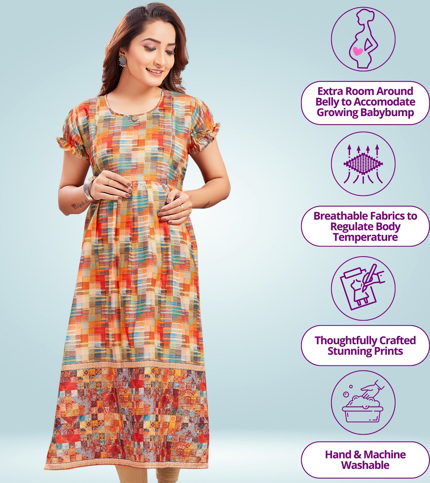 Sparkling Beige Cotton Printed Straight Feeding Kurta