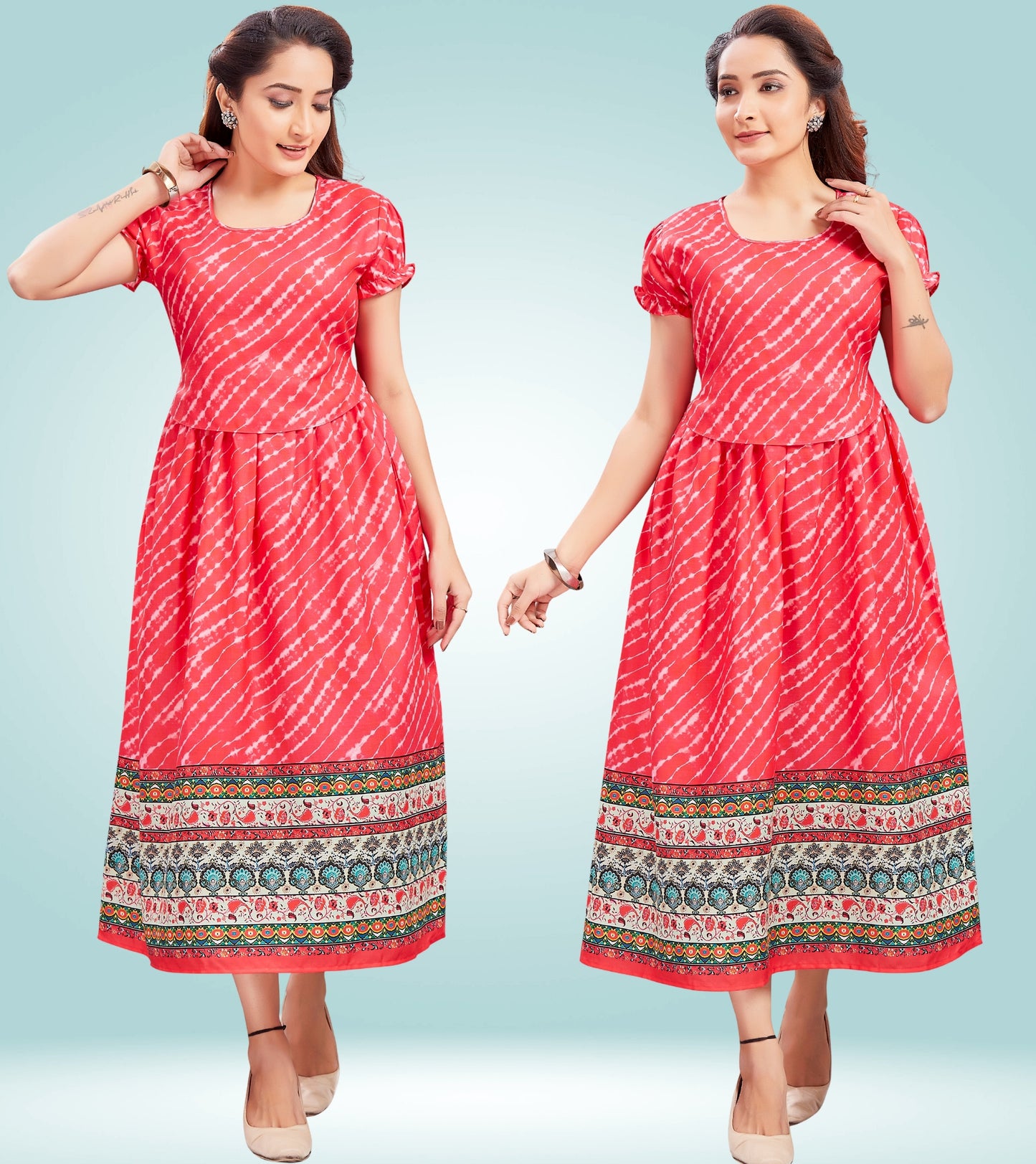 Flirty Pink Cotton Printed Flared Zipless Feeding Kurta