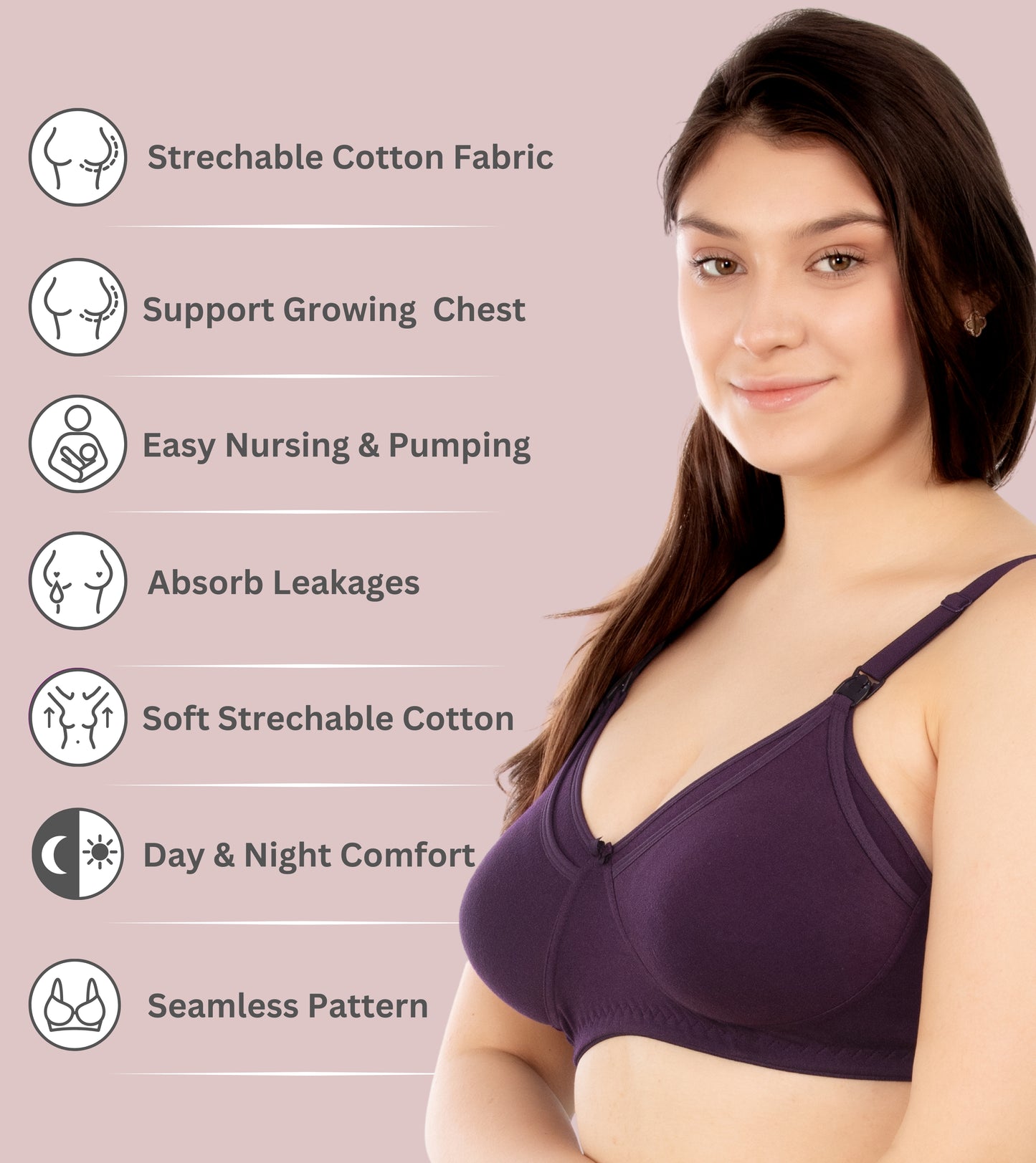 RITIJYA Women's Cotton Multicolor Full Cup Soft Padded Feeding Bra/Nursing Bra/Maternity Bra Combo - Pack of 3