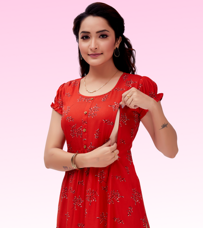 Elegant Pink Rayon Printed Straight Feeding Kurta