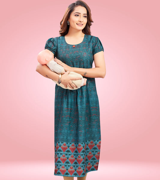 Mystical Green Cotton Printed Straight Feeding Kurta