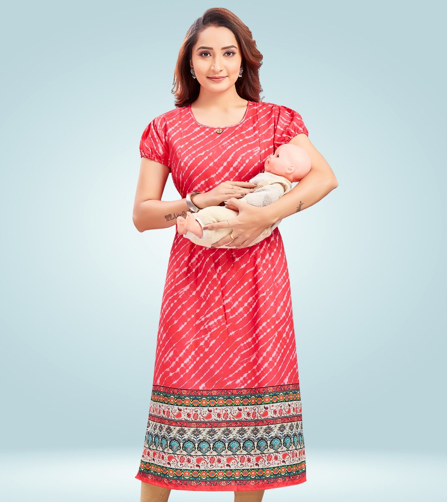 Playful Pink Cotton Printed Straight Feeding Kurta