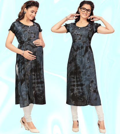 Trendy Grey Rayon Printed Straight Feeding Kurta