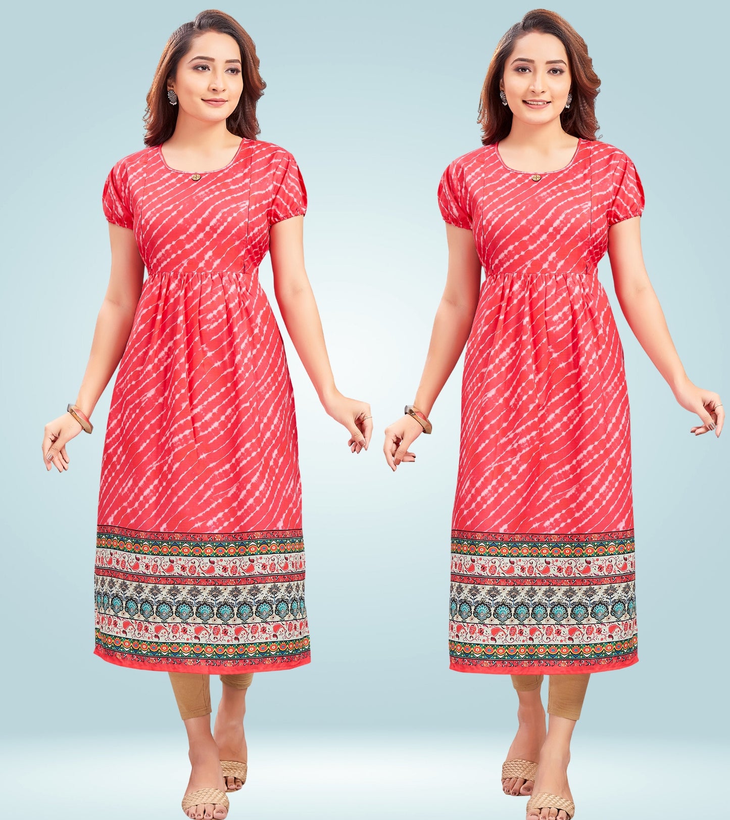 Playful Pink Cotton Printed Straight Feeding Kurta