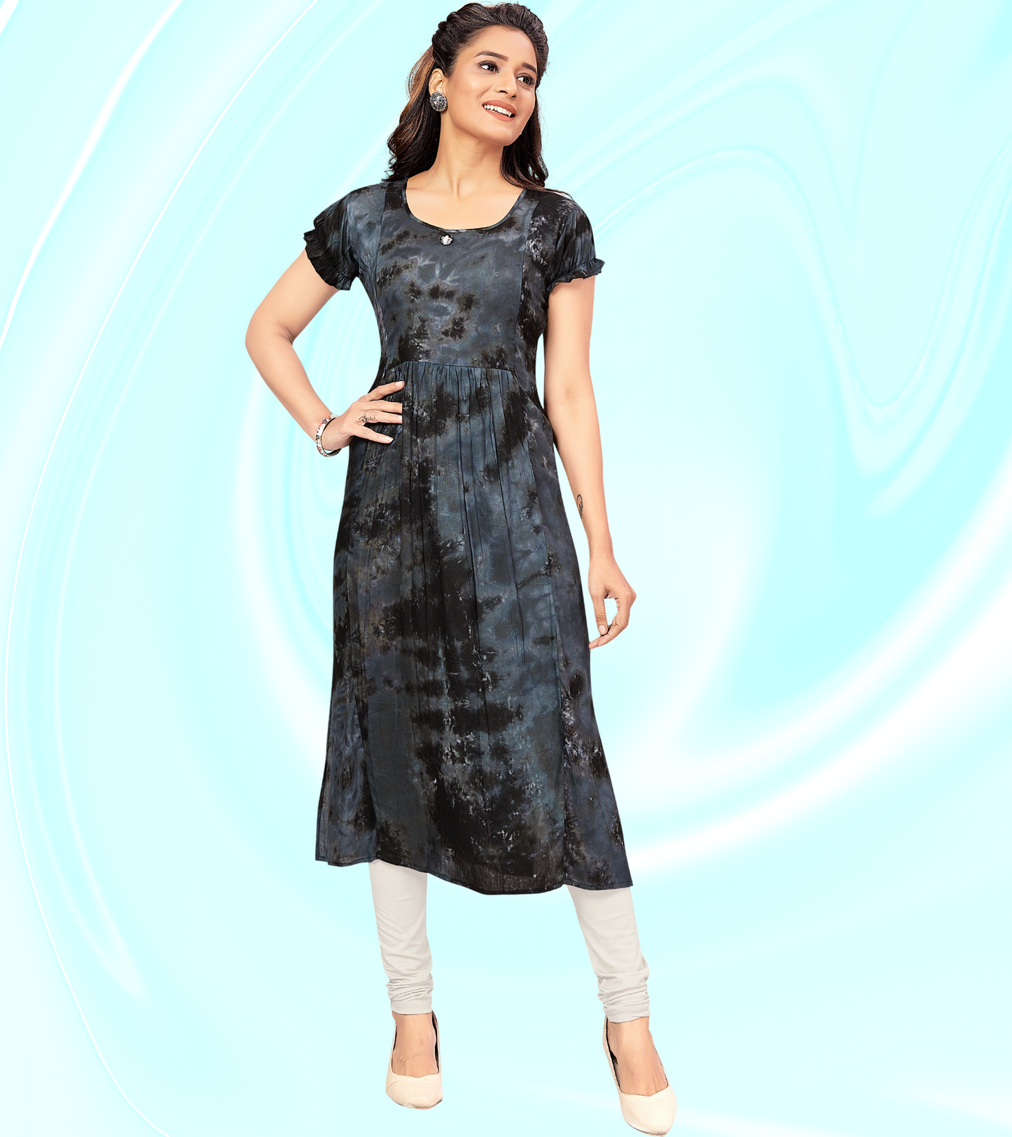 Trendy Grey Rayon Printed Straight Feeding Kurta