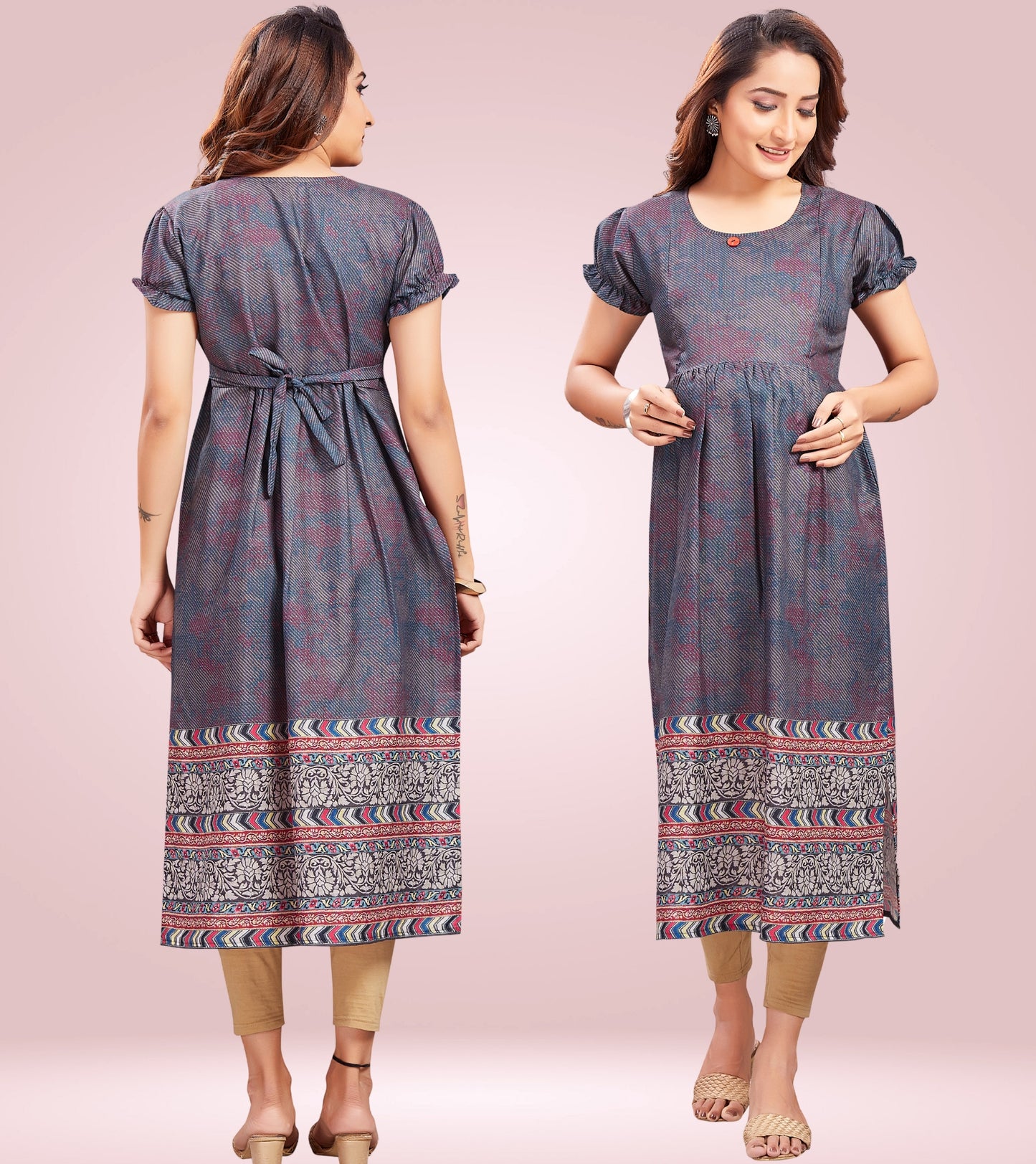 Radiant Grey Cotton Printed Straight Feeding Kurta