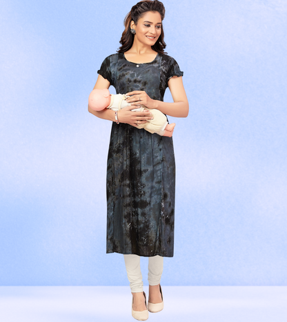 Trendy Grey Rayon Printed Straight Feeding Kurta