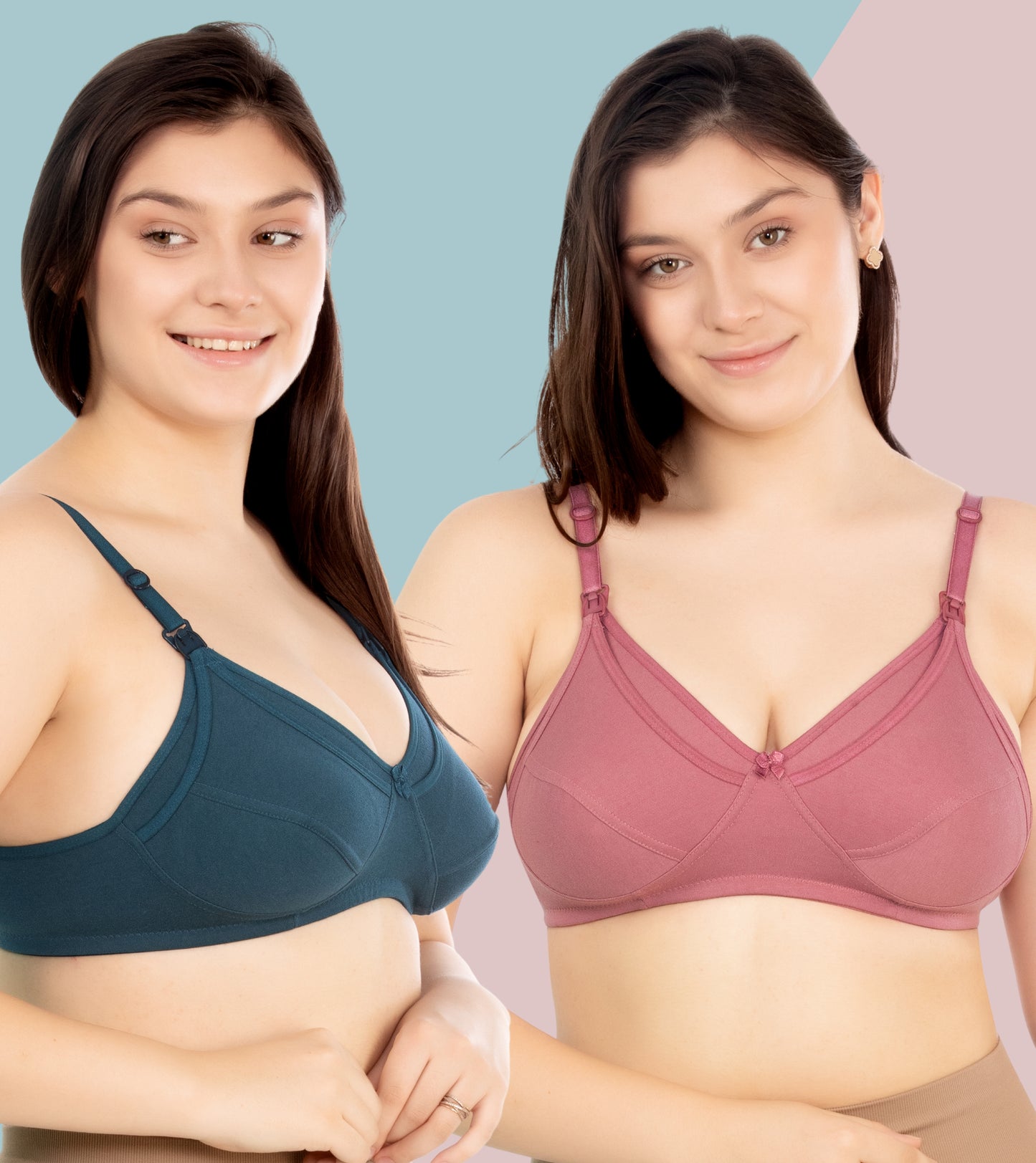 RITIJYA Women's Cotton Multicolor Full Cup Non Padded Feeding Bra/Nursing Bra/Maternity Bra Combo - Pack of 3