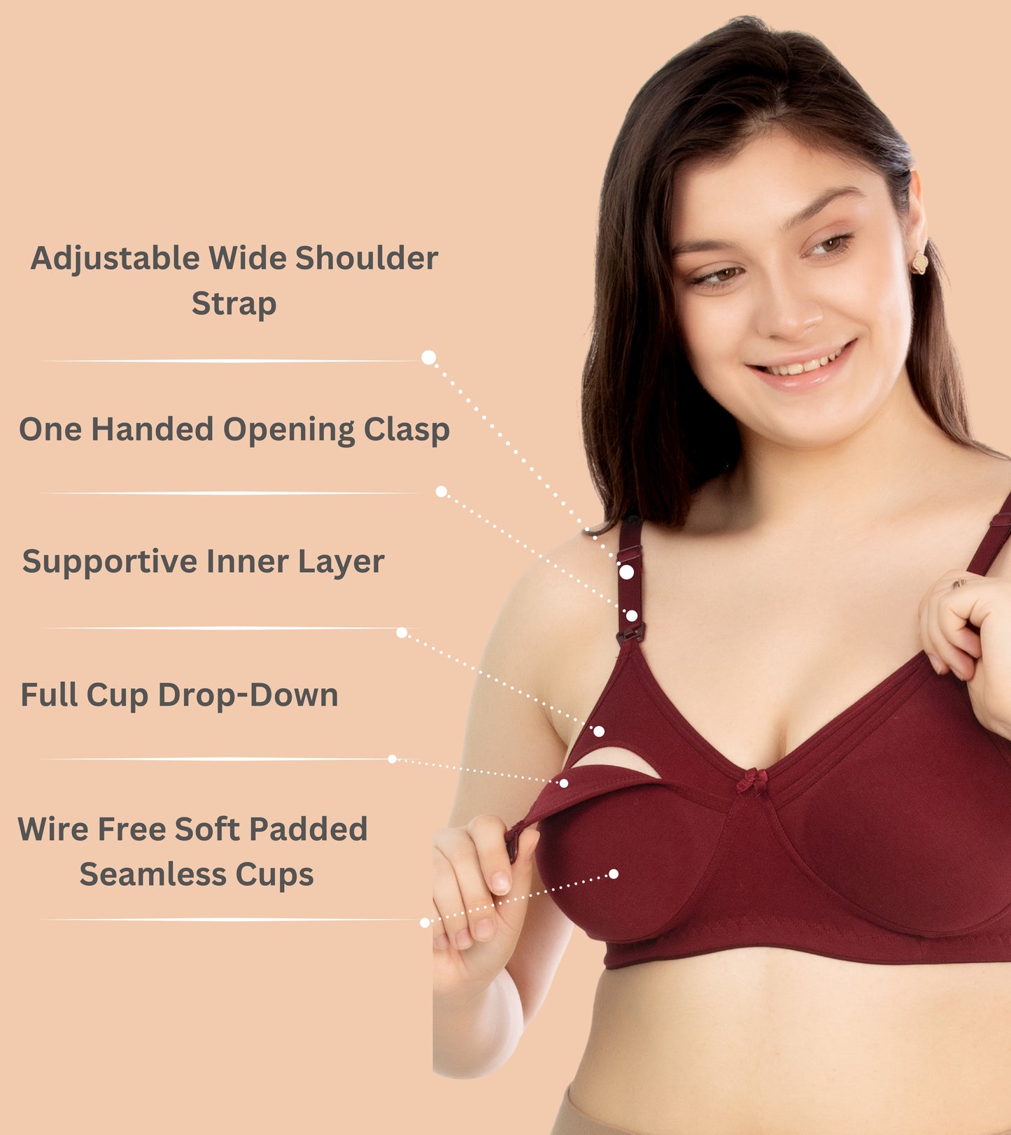 RITIJYA Women's Cotton Multicolor Full Cup Soft Padded Feeding Bra/Nursing Bra/Maternity Bra Combo - Pack of 3