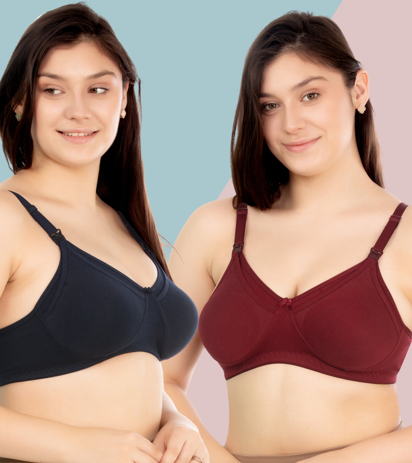 RITIJYA Women's Cotton Multicolor Full Cup Soft Padded Feeding Bra/Nursing Bra/Maternity Bra Combo - Pack of 3